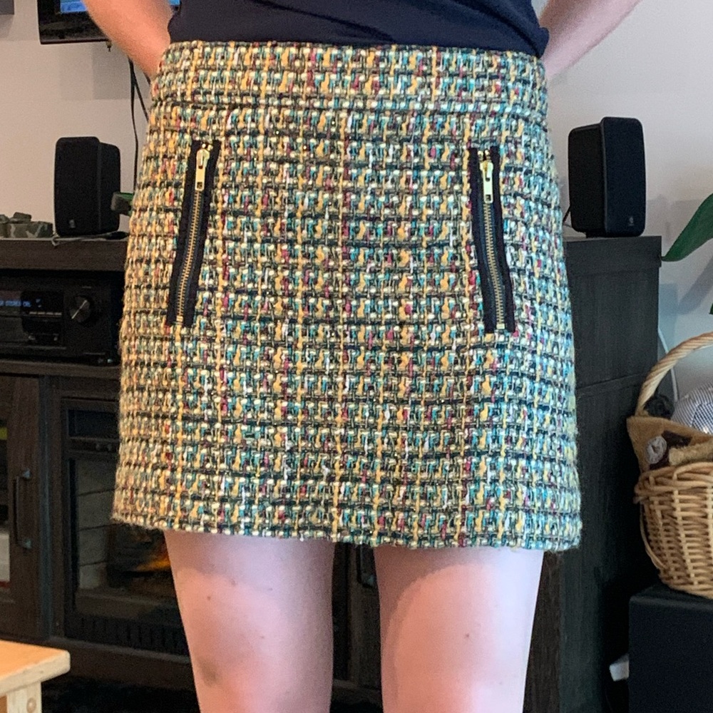 J. Crew multi color wool skirt